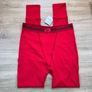 NWT SKIMS Cotton Rib Leggings Cherry Red Contrast Stitch Medium